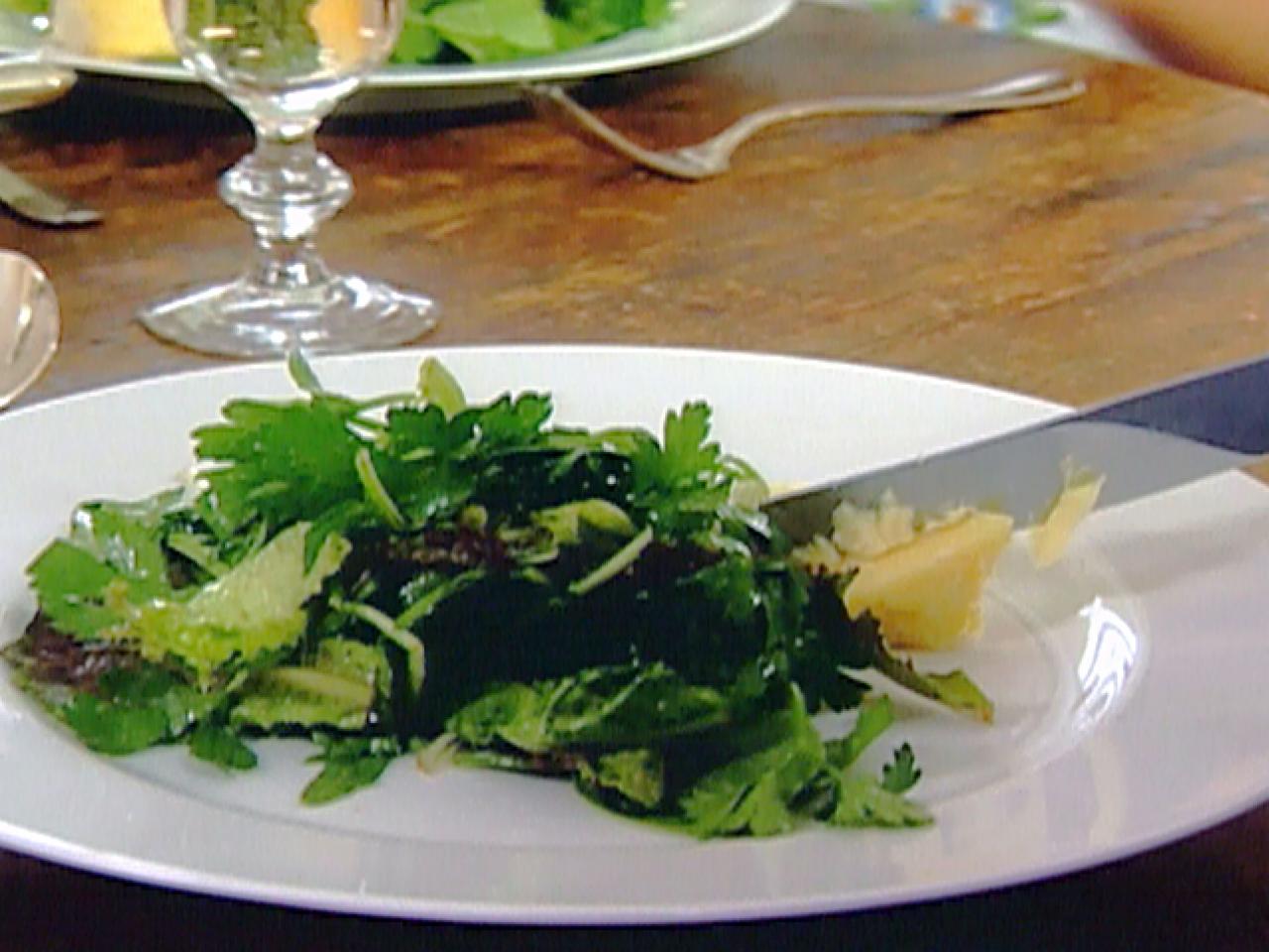 Mixed green salad with mustard dressing