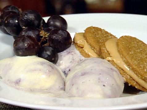 Peanut Butter Cookies with Grape Jelly Ice Cream