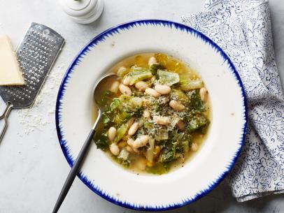 Giada De Laurentiis's Escarole and Bean Soup for Reshoots, as seen on Food Network.