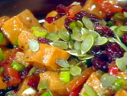 Roasted Sweet Potato Salad with Warm Chutney Dressing