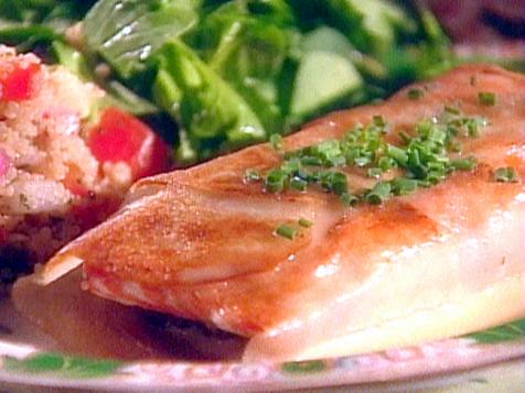 Potato-Crusted Alaskan Salmon with Arugula, Quinoa Salad and Lemon Beurre Blanc