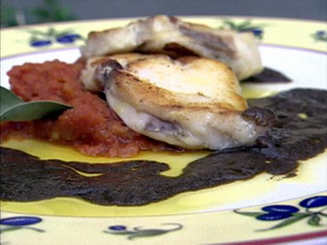 Monkfish with Olive Sauce and Tomato Compote