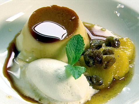 Caramelized Pineapple and Creme Caramel with Banana Ice Cream