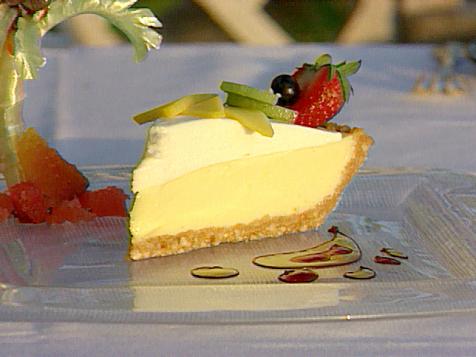 Cashew Crusted Key Lime Pie with a Whipped Cream Fruit Coulis
