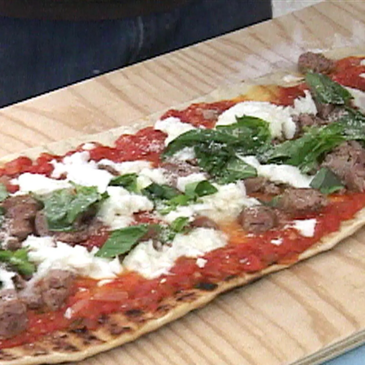 Pizza on the Grill with Sausage and Mozzarella Recipe