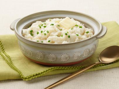 Food Network Kitchen's "Mock" Garlic Mashed Potatoes for the Low Carb Comfort Foods episode of Low Carb and Lovi' It, as seen on Food Network.