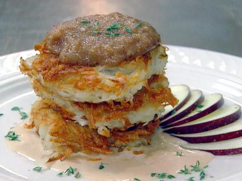 Crispy Potato Pancake with Applesauce and Goat Cheese