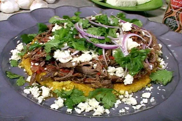 Fresh Corn Pancakes Topped with Cheese: Cachapas Recipe | Tyler Florence | Food Network