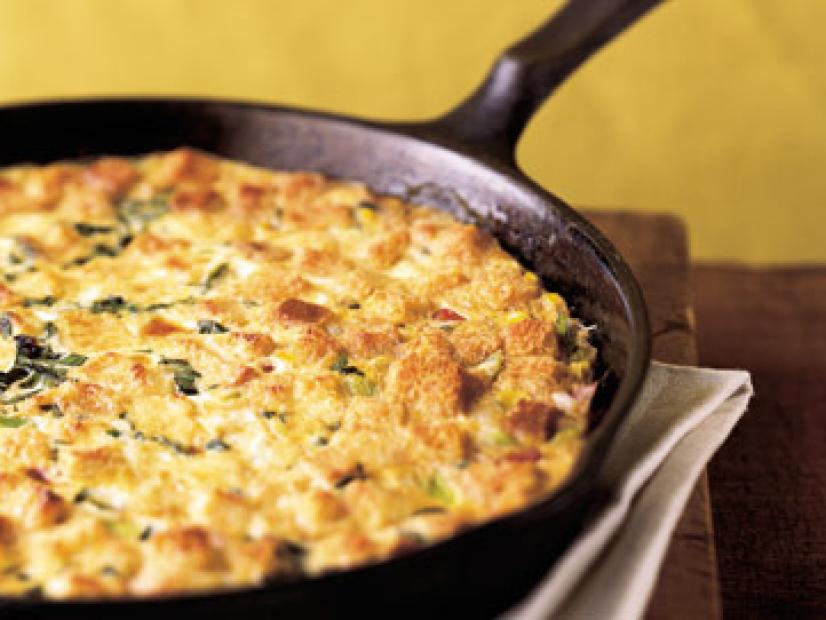 Skillet Cornbread Pudding With Ham And Pepper Jack Recipe Food Network Kitchen Food Network