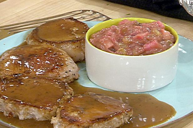 Sauteed Pork Chops with Sherry-Berry Pan Gravy, Rhubarb Chutney