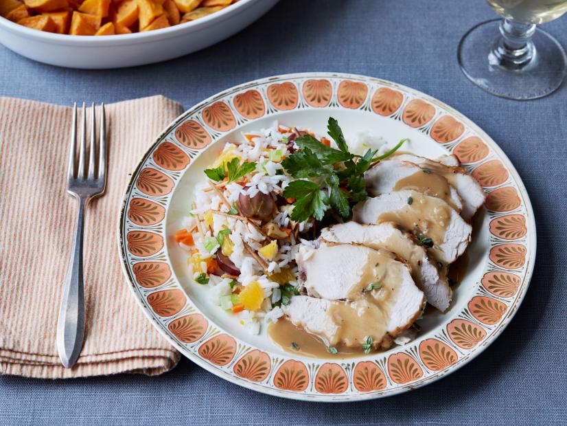 Cooking Channel 
Roasted Brined Turkey Breast Maple Worcestershire Gravy Fruit Nut Rice Pilaf
Turkey-Just the Breasts,Cooking Channel 
Roasted Brined Turkey Breast Maple Worcestershire Gravy Fruit Nut Rice Pilaf
Turkey-Just the Breasts