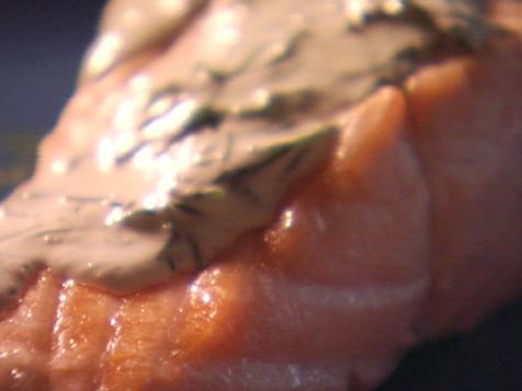 Dad's Poached Salmon with Cucumber Sauce