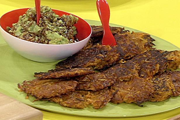 Spicy Sweet Potato Pancakes with Holiday Guacamole image