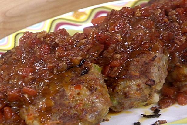 Spicy Sausage Meatloaf Patties with Italian Barbecue Sauce 