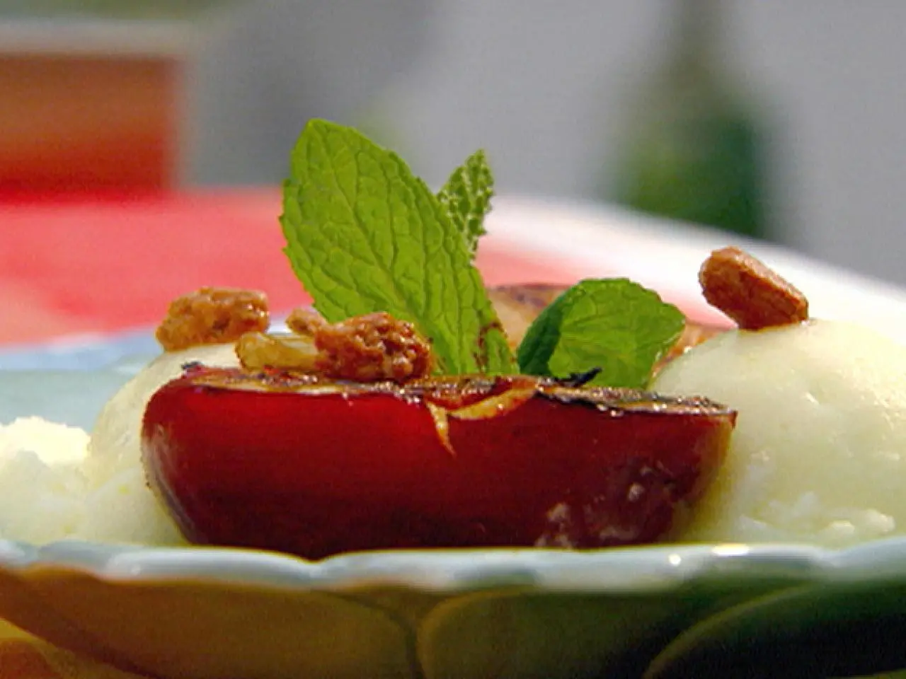 Brown Sugar Grilled Plums with Lemon Sorbet Recipe | Robin Miller