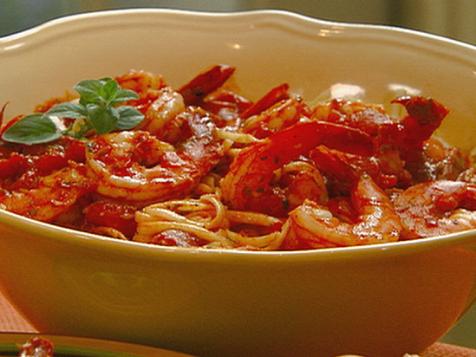 Shrimp Marinara over Linguine