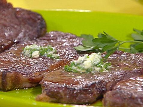 Strip Steaks with a Side of Blue Cheese Spaghetti