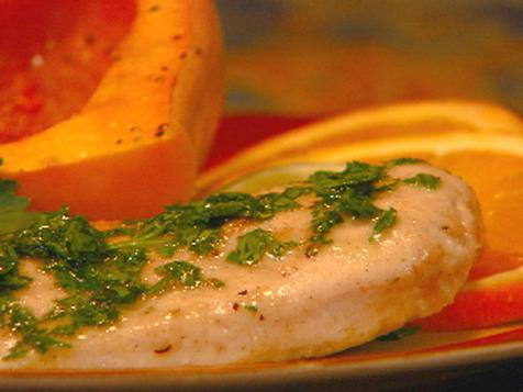 Oven-Baked Herb-Crusted Chicken with Parsley Olive Oil Sauce