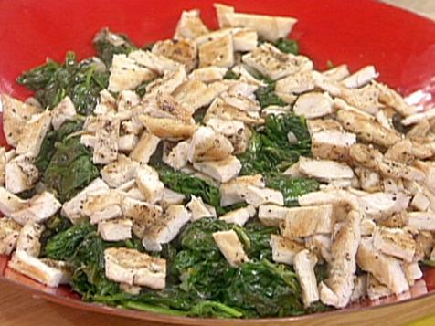 Warm Chopped Chicken Picatta Spinach Salad