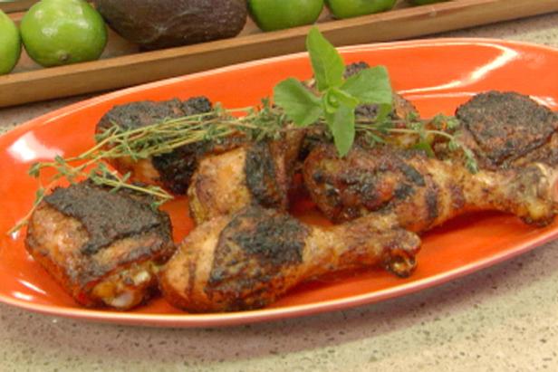 Grilled Jerk Rubbed Chicken with Habanero-Mint Glaze