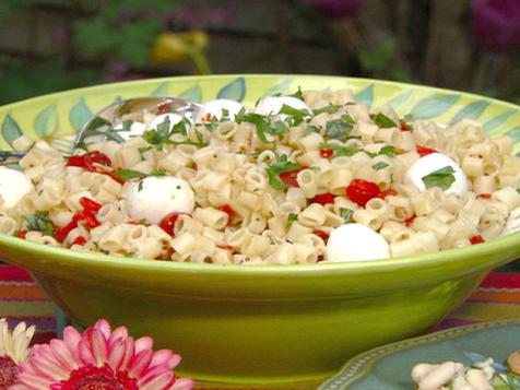 Pasta Salad with Roasted Red Peppers and Basil with White Balsamic Dressing