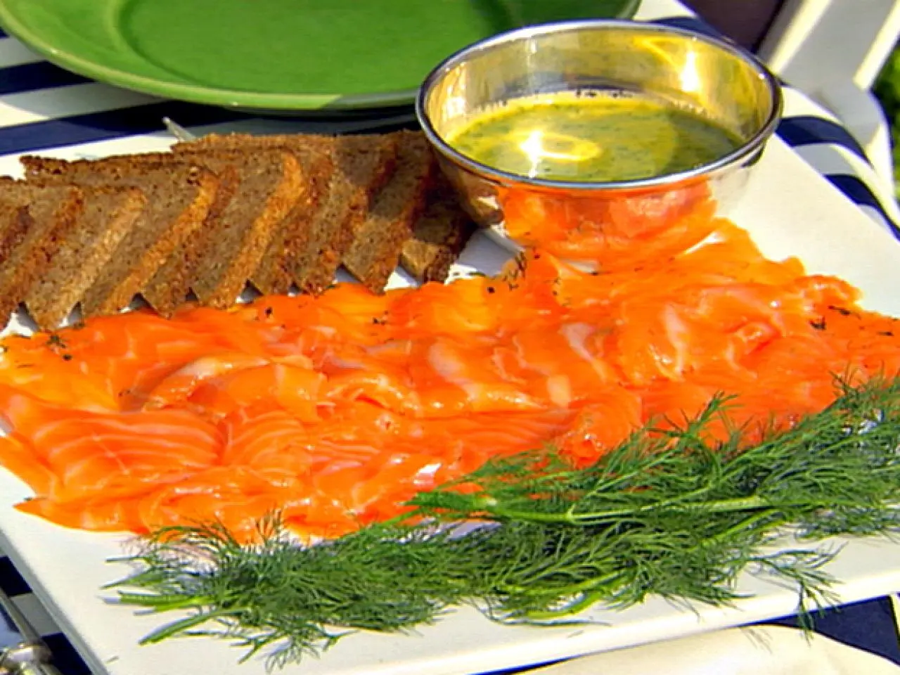 Gravlaks served with dill and mustard sauce