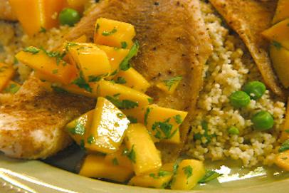 Moroccan-Style Tilapia with Cumin, Mango and Cilantro-image