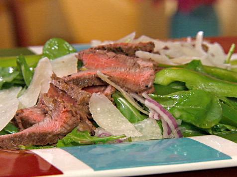 Arugula Salad with Steak, Shaved Parmesan and Lemon Vinaigrette