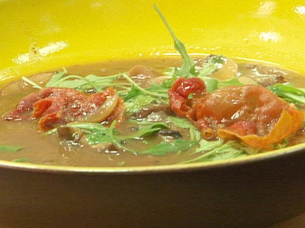 Wild Mushroom Soup with Arugula and Crispy Serrano Ham_image