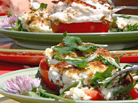 Tomato Steak with Baked Goat Cheese and Herb Salad