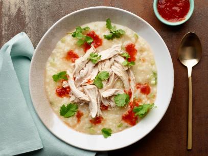 Food Network Kitchen’s Slow Cooker Chicken and Ginger Congee, as seen on Food Network.