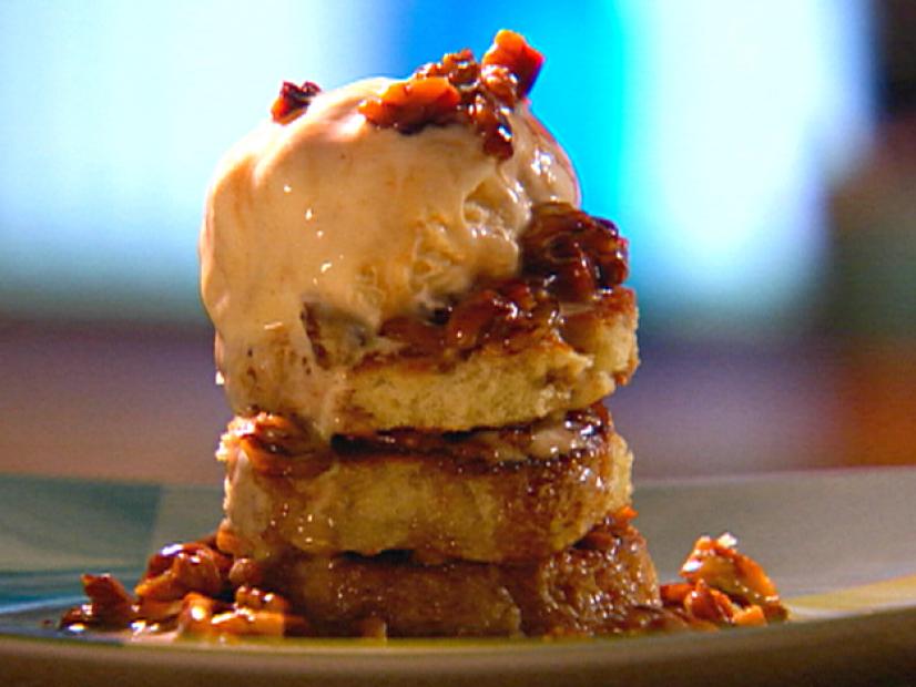 French Toast Napoleon With Maple Syrup Pecans And Ice Cream Recipe Dave Lieberman Food Network