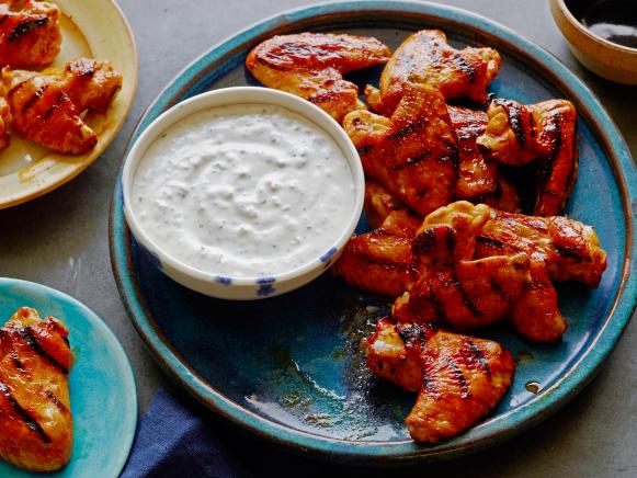 Chicken Wings with Red Hot Honey Glaze and Blue Cheese-Celery Dipping Sauce Recipe