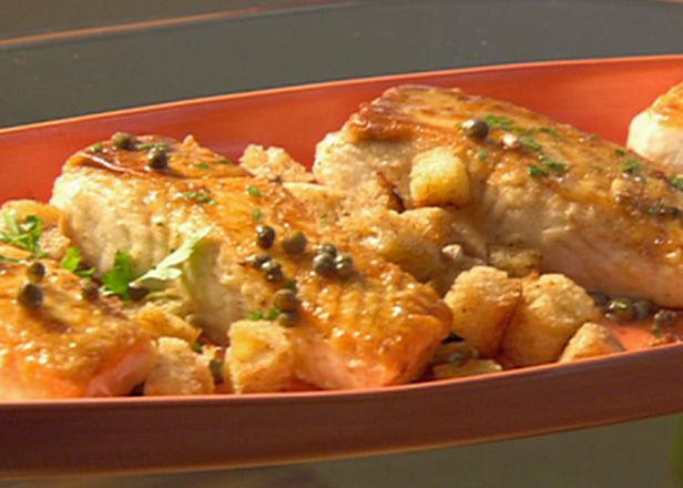 Halibut with Lemon, Capers, and Croutons