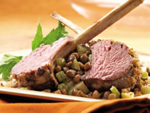 Rack of Lamb with Warm Apple and Lentil Salad