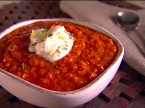 Hearty Tomato Soup With Lemon And Rosemary Recipe Giada De Laurentiis