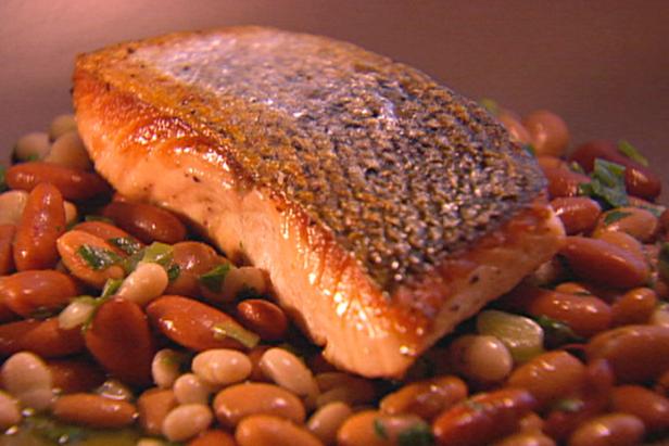 Seared Salmon with 3 Bean Salad