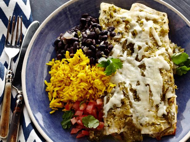 Chicken Enchiladas With Roasted Tomatillo Chile Salsa Recipe Tyler Florence Food Network