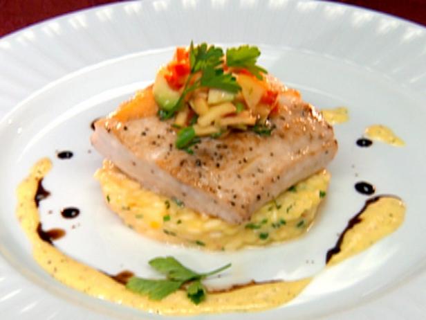 Seared Mahi-Mahi with Saffron Risotto and Mango Sauce_image