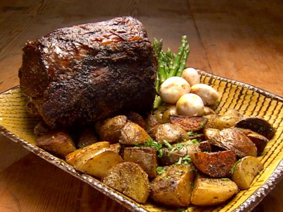 Rib Roast With Red Wine Demi Glace And Roasted White Potatoes And
