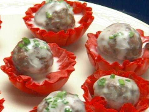 Venison Curry Meatballs in Sun-Dried Tomato Phyllo Cups