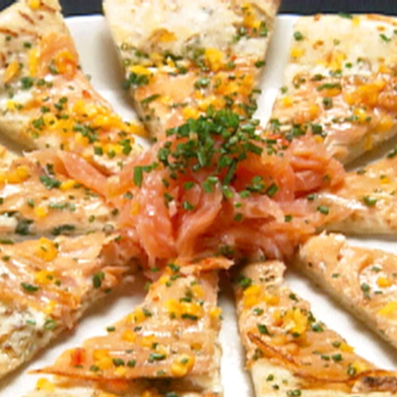 Salmon and Cream Cheese Pizzas Recipe