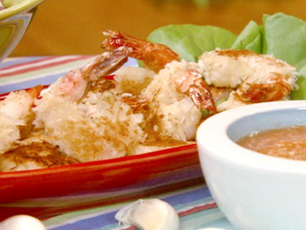 Coconut Shrimp with Curried Tomato, Lime and Roasted Garlic Coulis