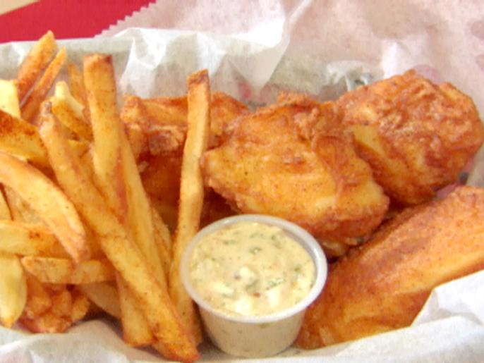 Beer Batter Fish and Spicy Chips with LemonHabanero Tartar Sauce and