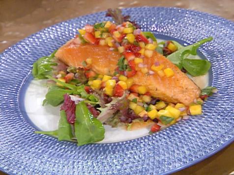 Grilled Salmon with a Pineapple, Mango and Strawberry Salsa