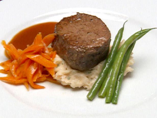 Filet Mignon over Lobster Boursin Mashed Potatoes with a 