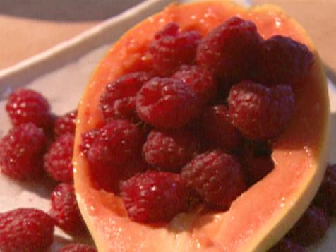 Papaya with Raspberries