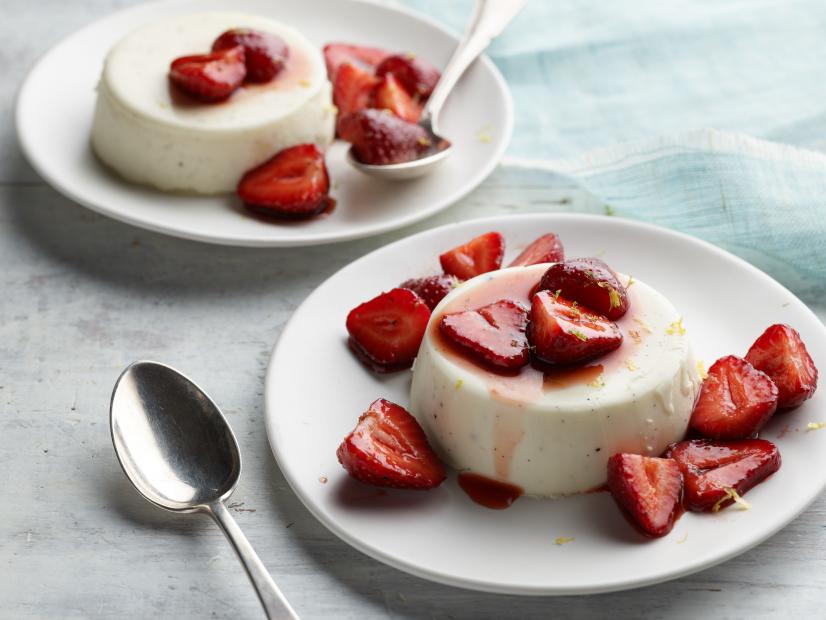 Ina Garten's Panna Cotta with Balsamic Strawberries, as seen on Barefoot Contessa, Shore Thing.