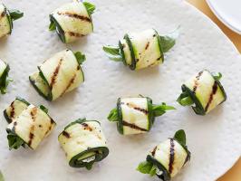Grilled Zucchini Rolls with Herbs and Cheese