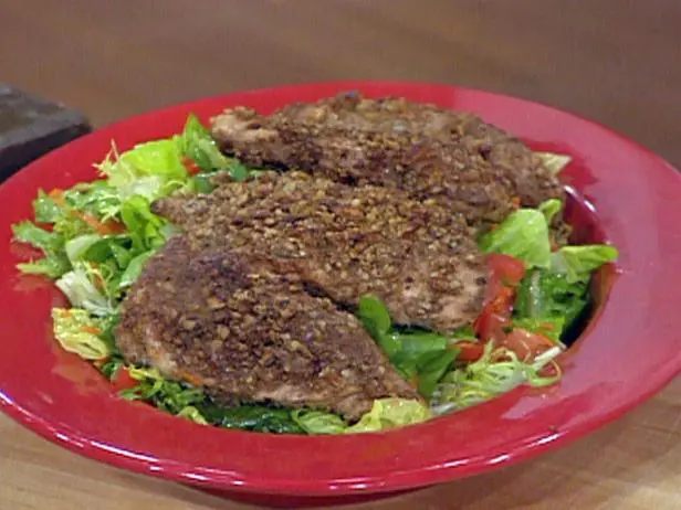 Pecan Crusted Chicken over Field Greens with Caramel Citrus Vinaigrette ...